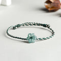 Nimara Ritual Handmade Green String Jade Orchid Braided Prosperity Bracelet
