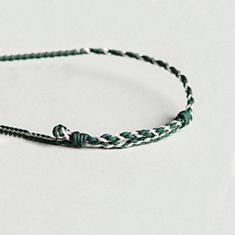 Nimara Ritual Handmade Green String Jade Orchid Braided Prosperity Bracelet