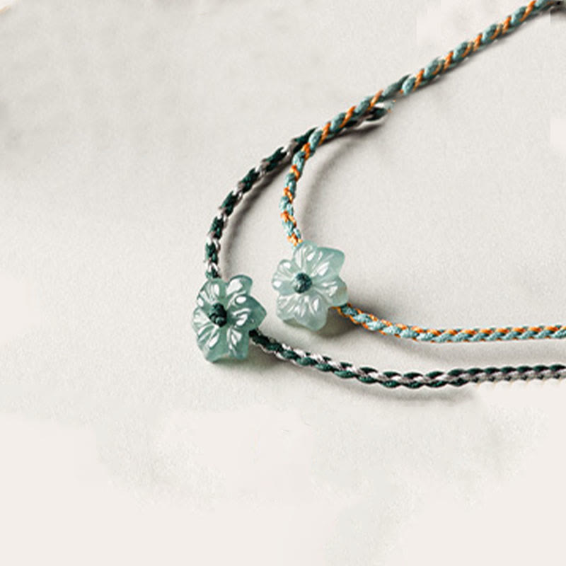 Nimara Ritual Handmade Green String Jade Orchid Braided Prosperity Bracelet