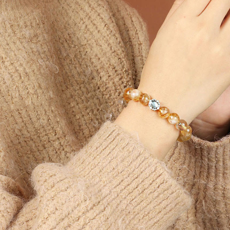 Nimara Ritual Natural Citrine Rutilated Quartz Prosperity Bracelet