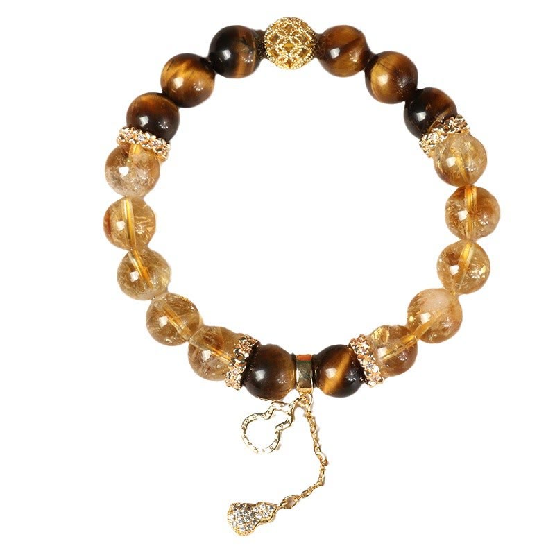 Nimara Ritual Natural Tiger Eye Citrine Beads Fortune Gourd Strength Bracelet