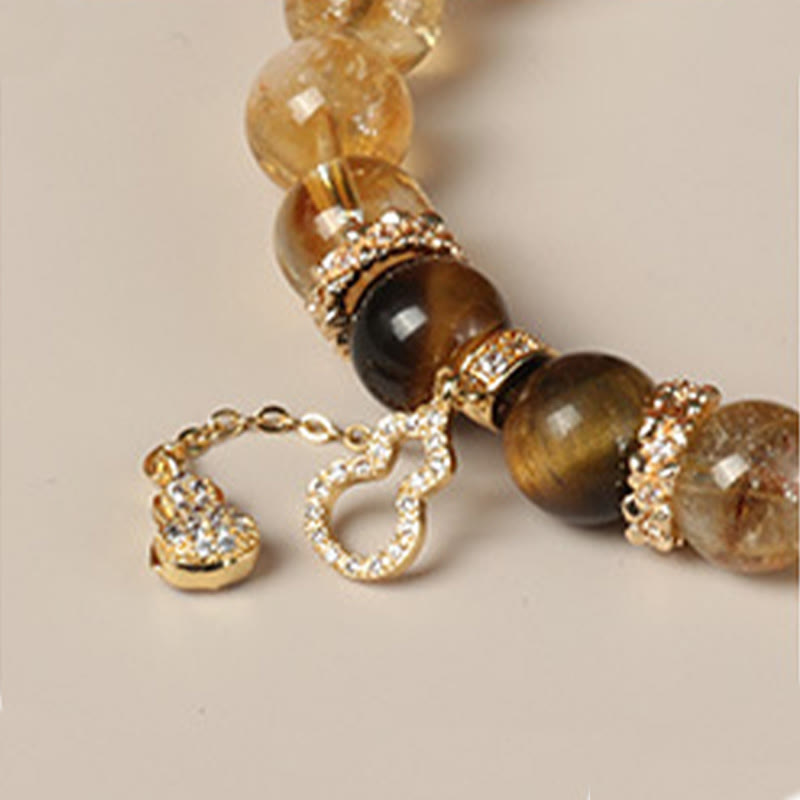 Nimara Ritual Natural Tiger Eye Citrine Beads Fortune Gourd Strength Bracelet