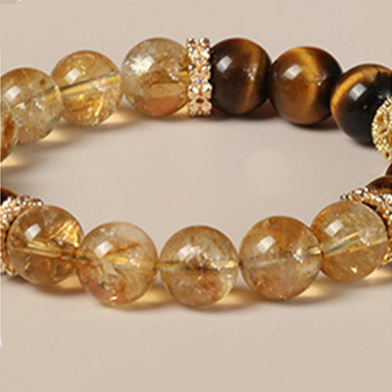Nimara Ritual Natural Tiger Eye Citrine Beads Fortune Gourd Strength Bracelet