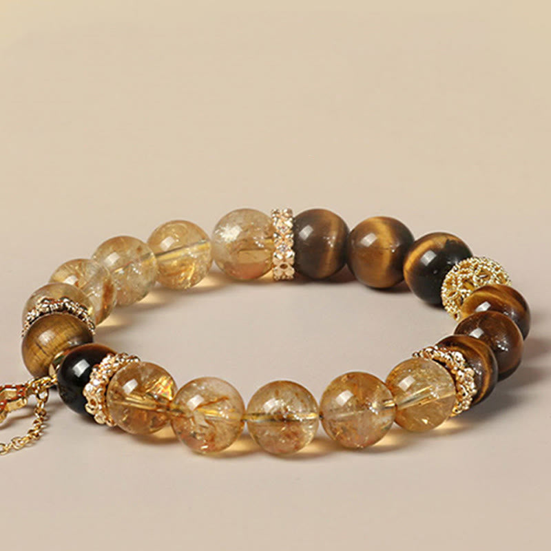 Nimara Ritual Natural Tiger Eye Citrine Beads Fortune Gourd Strength Bracelet