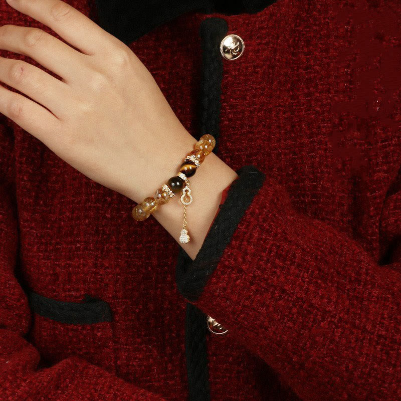 Nimara Ritual Natural Tiger Eye Citrine Beads Fortune Gourd Strength Bracelet