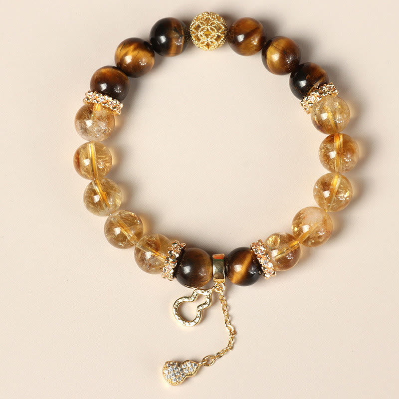 Nimara Ritual Natural Tiger Eye Citrine Beads Fortune Gourd Strength Bracelet