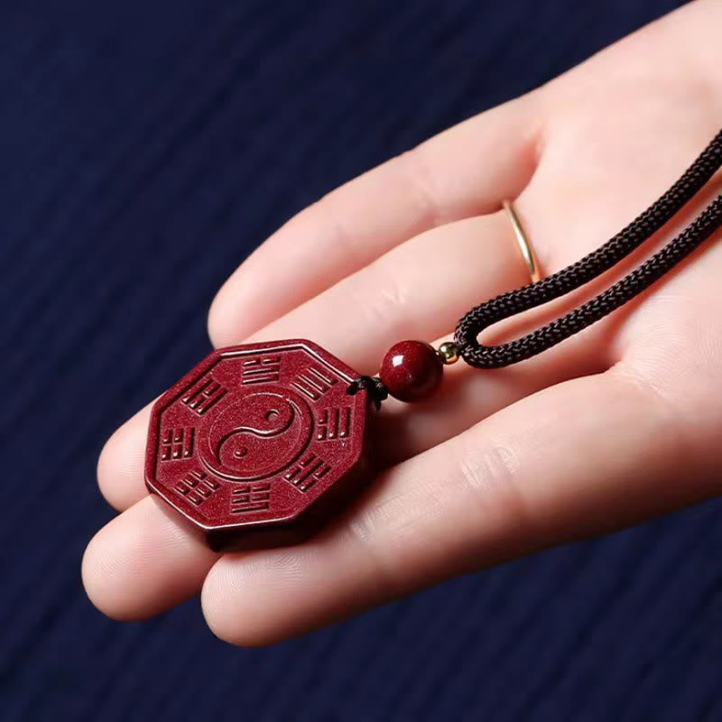 Nimara Ritual Natural Cinnabar Bagua Taishang Laojun Fu Character Calm Necklace Pendant