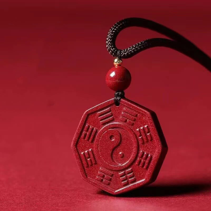 Nimara Ritual Natural Cinnabar Bagua Taishang Laojun Fu Character Calm Necklace Pendant