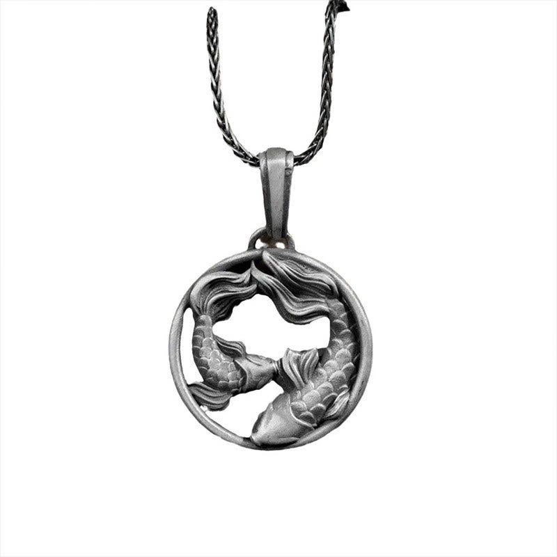 Nimara Ritual Pure Tin Pisces Double Koi Fish Wealth Necklace Pendant