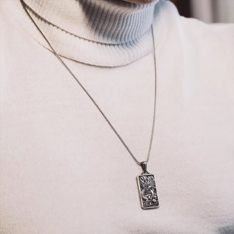 Nimara Ritual Pure Tin Dragon Success Protection Necklace Pendant