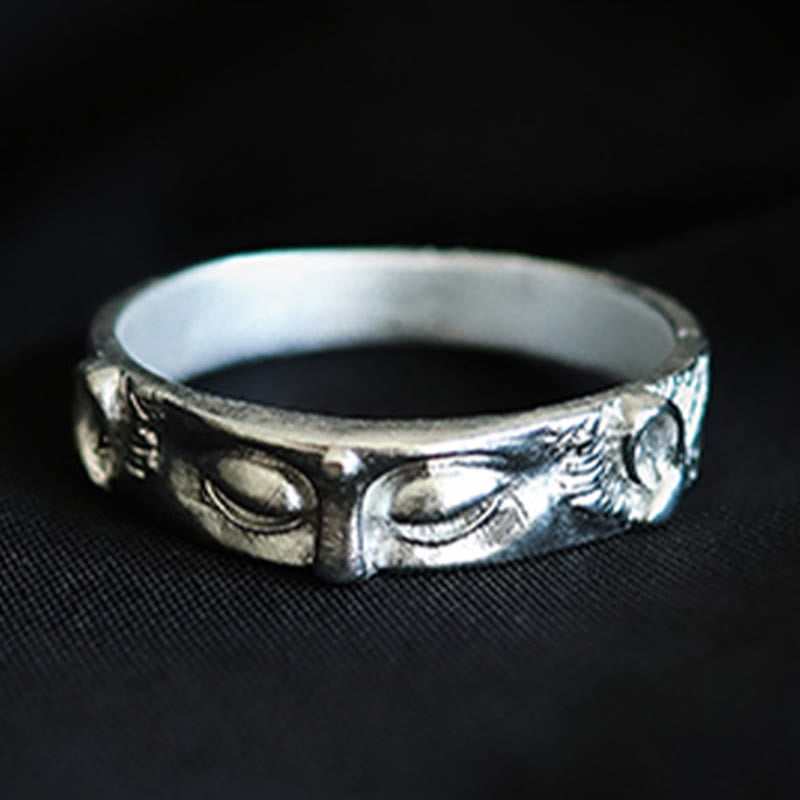 Nimara Ritual 999 Sterling Silver Buddha Eyes Protection Ring