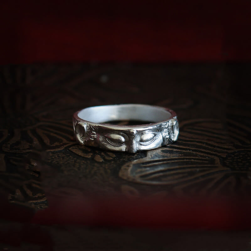 Nimara Ritual 999 Sterling Silver Buddha Eyes Protection Ring