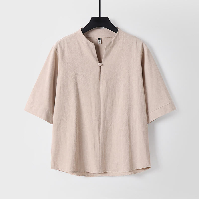 Nimara Ritual Plain Color Three Quarter Sleeve One Button Men's Shirt