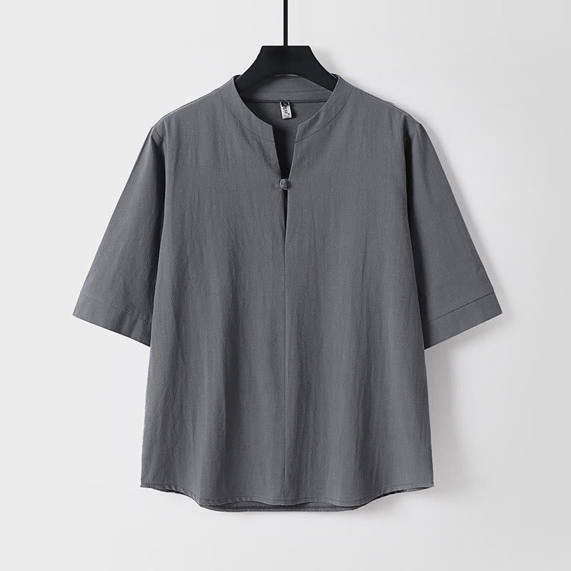 Nimara Ritual Plain Color Three Quarter Sleeve One Button Men's Shirt