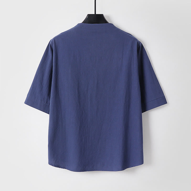 Nimara Ritual Plain Color Three Quarter Sleeve One Button Men's Shirt
