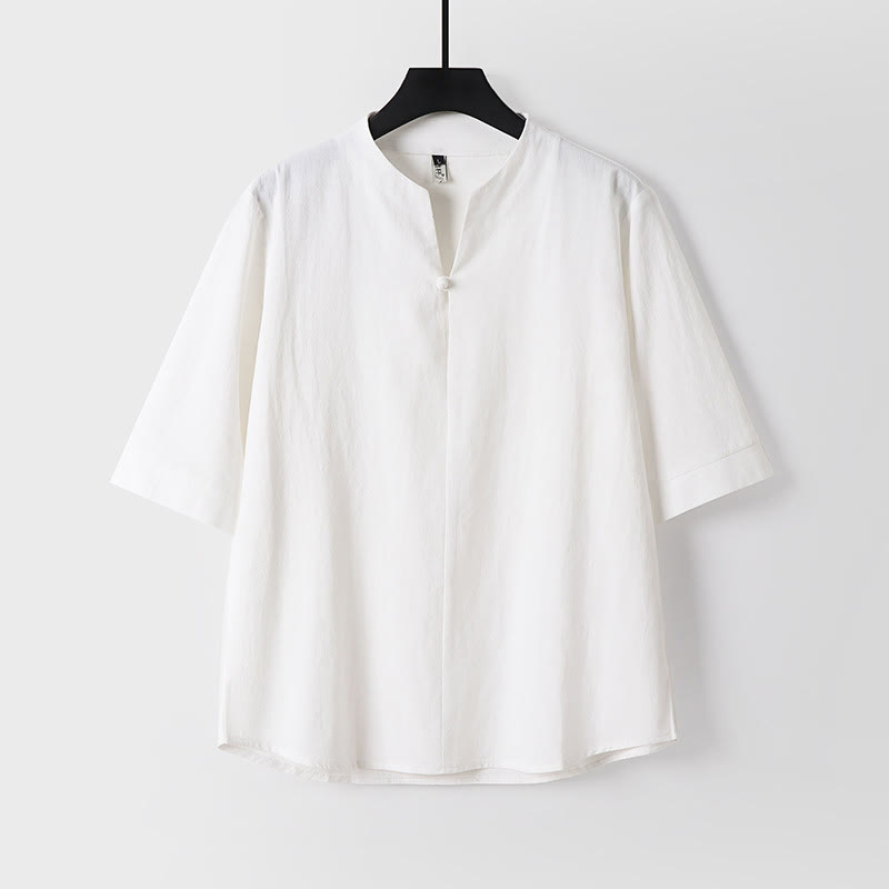 Nimara Ritual Plain Color Three Quarter Sleeve One Button Men's Shirt