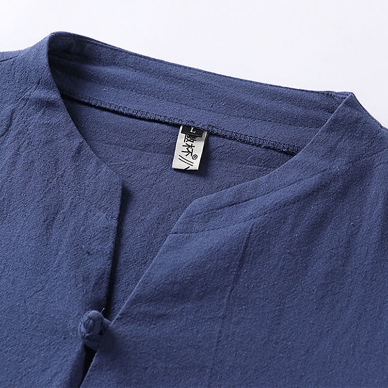 Nimara Ritual Plain Color Three Quarter Sleeve One Button Men's Shirt
