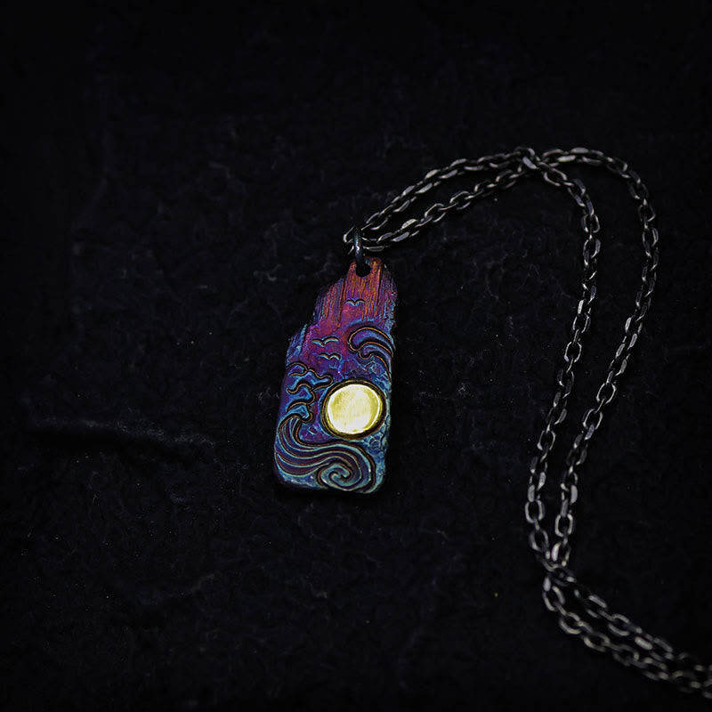Nimara Ritual 999 Sterling Silver 24k Gold Waves Sun Balance Necklace Pendant