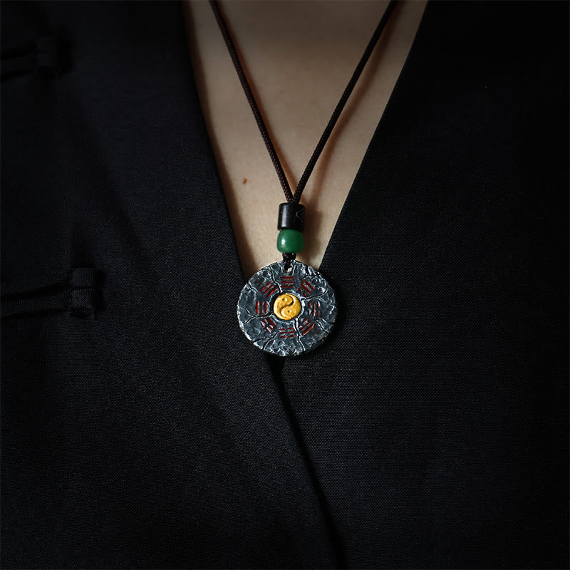 Nimara Ritual 999 Sterling Silver 24k Gold Bagua Tai Chi Yin Yang Design Mountain Ghosts Spend Money Harmony Necklace Pendant
