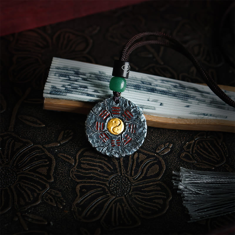 Nimara Ritual 999 Sterling Silver 24k Gold Bagua Tai Chi Yin Yang Design Mountain Ghosts Spend Money Harmony Necklace Pendant