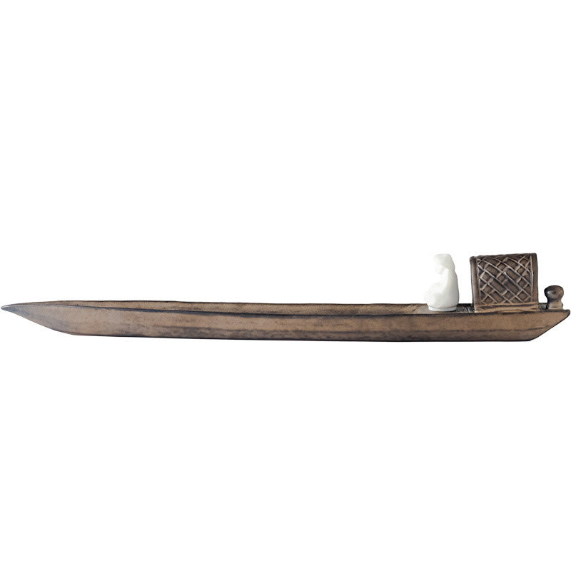 Nimara Ritual Fisherman Zen Healing Brown Ceramic Stick Incense Burner Decoration