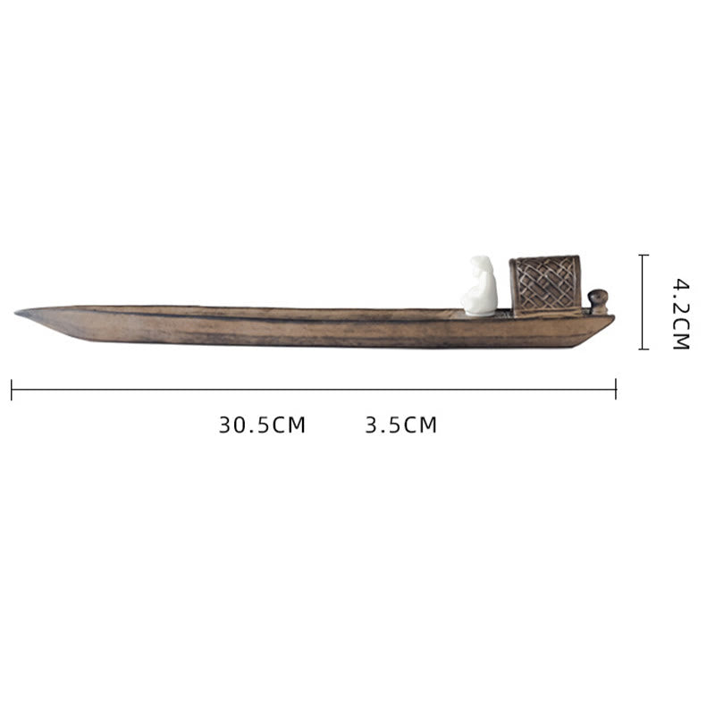Nimara Ritual Fisherman Zen Healing Brown Ceramic Stick Incense Burner Decoration