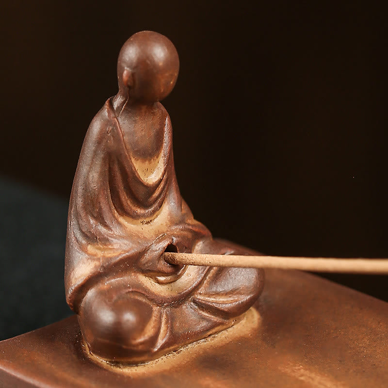 Nimara Ritual Fisherman Fishing Boat Bamboo Buddha Hand Lotus Spiritual Healing Ceramic Stick Incense Burner Decoration