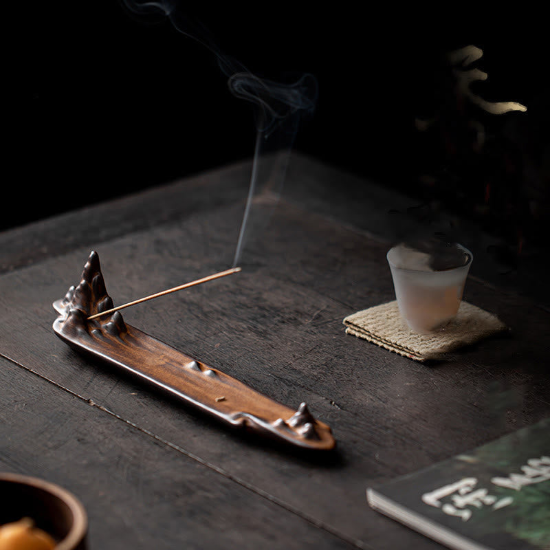 Nimara Ritual Mountains Boat Design Spiritual Healing Ceramic Stick Incense Burner Decoration