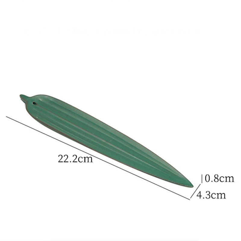 Nimara Ritual Green Bamboo Leaf Healing Ceramic Incense Burner Decoration