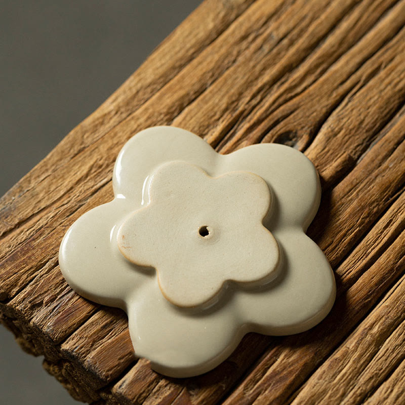 Nimara Ritual Lotus Cherry Blossom Plum Blossom Chrysanthemum Healing Ceramic Incense Burner Decoration