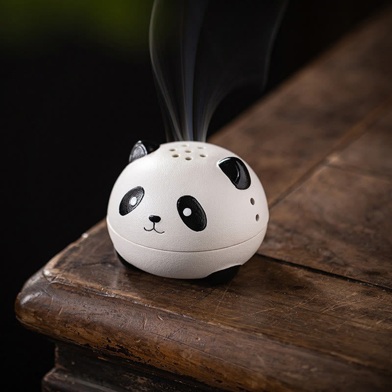Nimara Ritual Cute Panda Healing Ceramic Incense Burner Desk Decoration