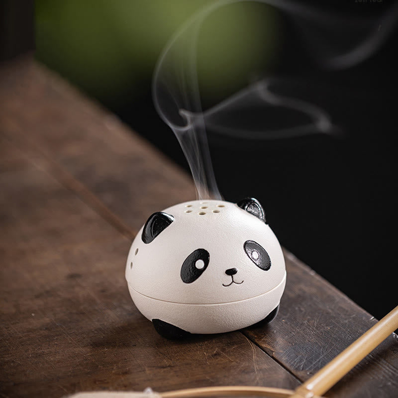 Nimara Ritual Cute Panda Healing Ceramic Incense Burner Desk Decoration