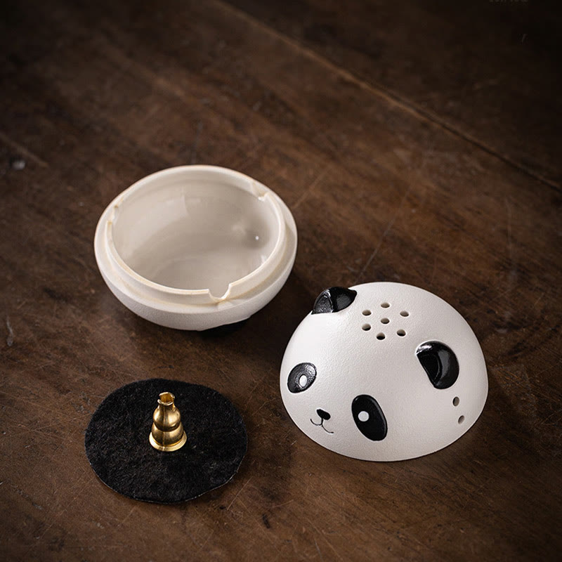 Nimara Ritual Cute Panda Healing Ceramic Incense Burner Desk Decoration