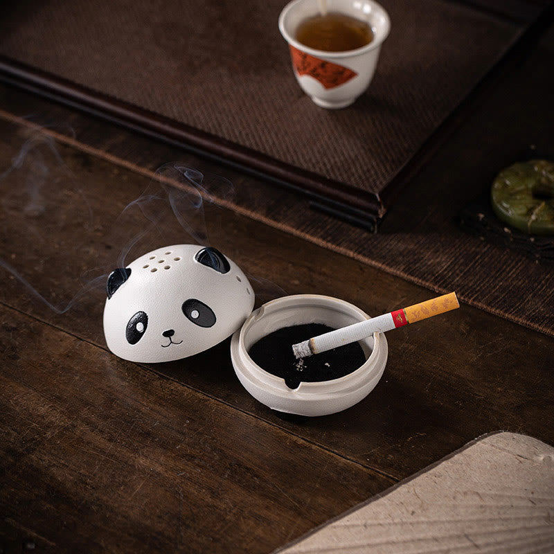 Nimara Ritual Cute Panda Healing Ceramic Incense Burner Desk Decoration