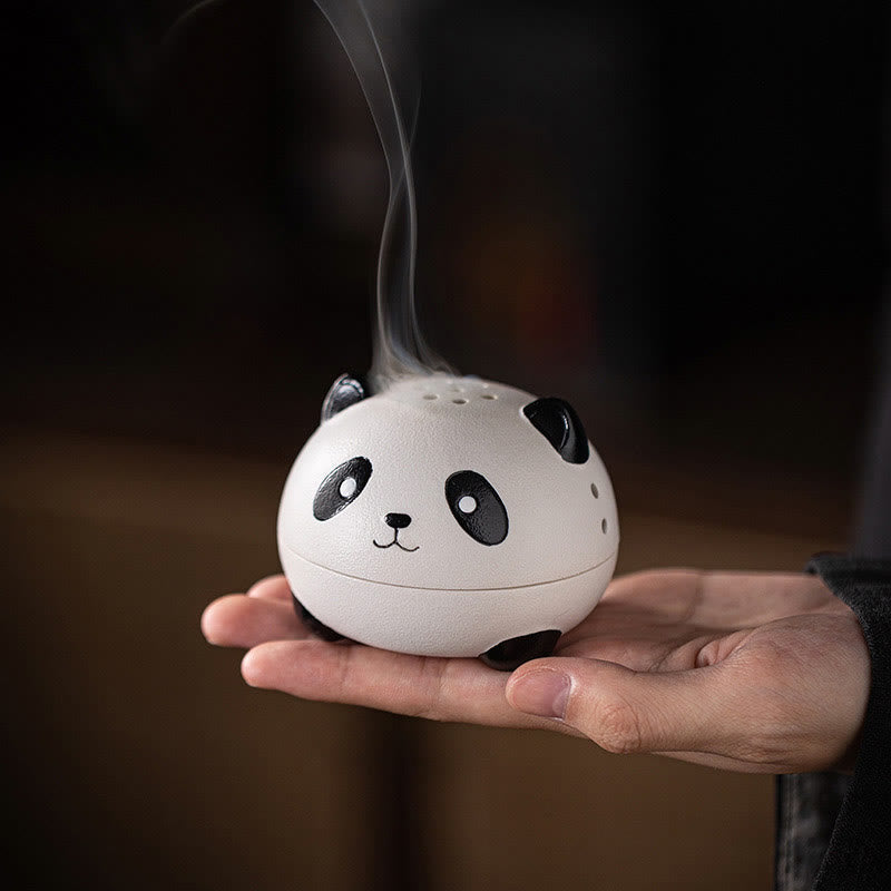 Nimara Ritual Cute Panda Healing Ceramic Incense Burner Desk Decoration