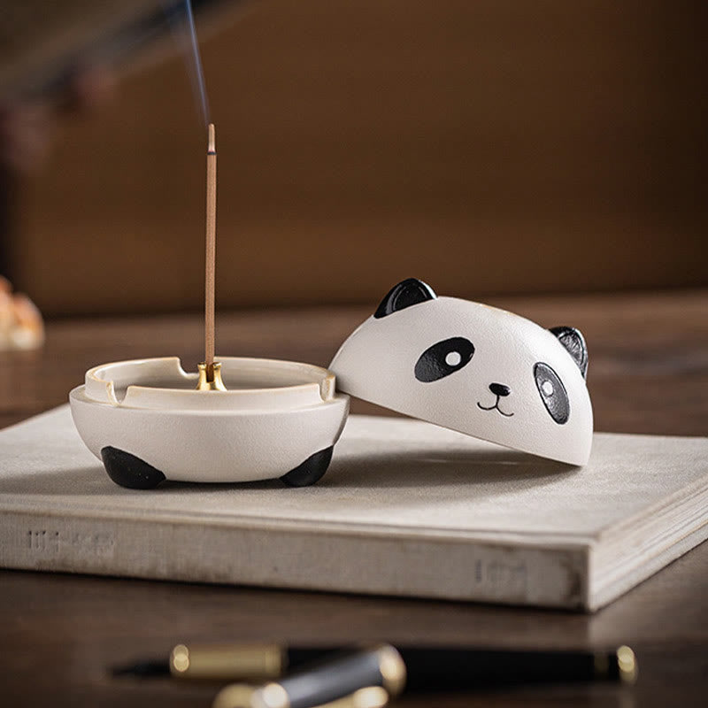 Nimara Ritual Cute Panda Healing Ceramic Incense Burner Desk Decoration