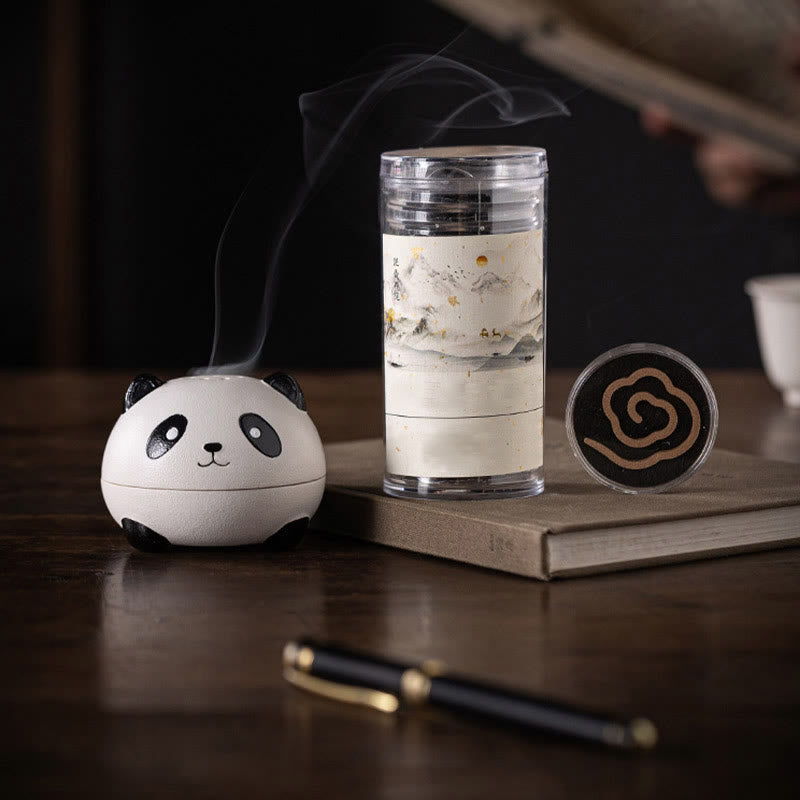 Nimara Ritual Cute Panda Healing Ceramic Incense Burner Desk Decoration