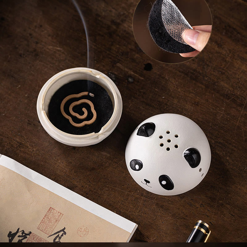 Nimara Ritual Cute Panda Healing Ceramic Incense Burner Desk Decoration