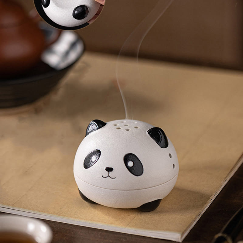 Nimara Ritual Cute Panda Healing Ceramic Incense Burner Desk Decoration