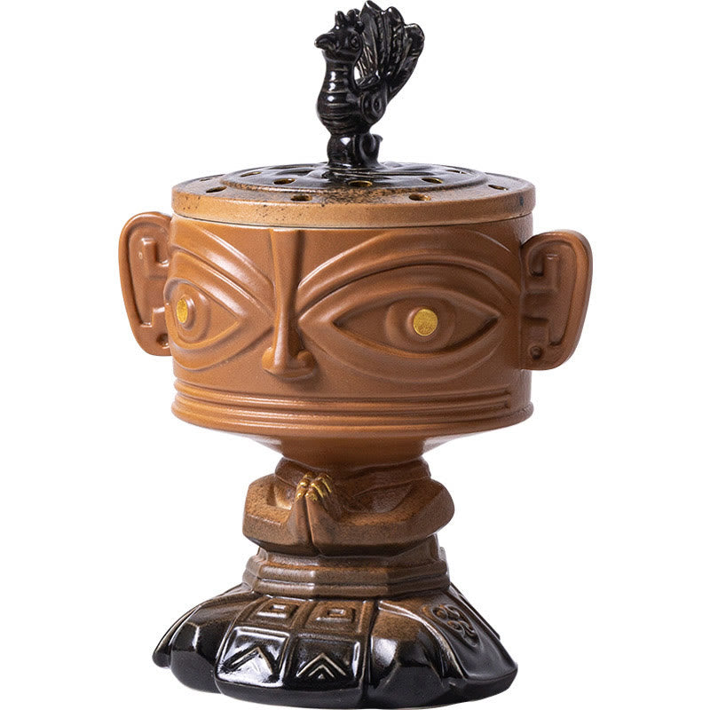 Nimara Ritual Sanxingdui Healing Ceramic Incense Burner Desk Decoration
