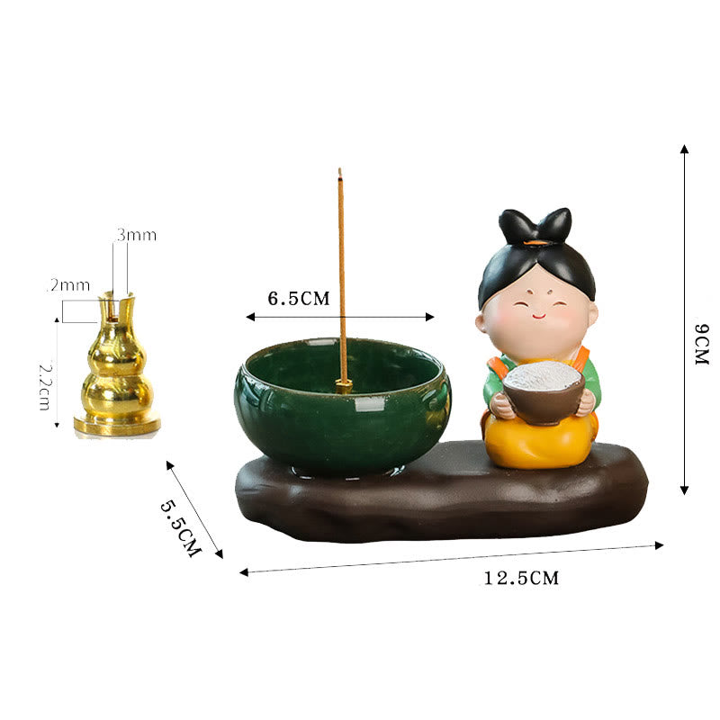 Nimara Ritual Tang Dynasty Lady Food Healing Ceramic Incense Burner Desk Decoration