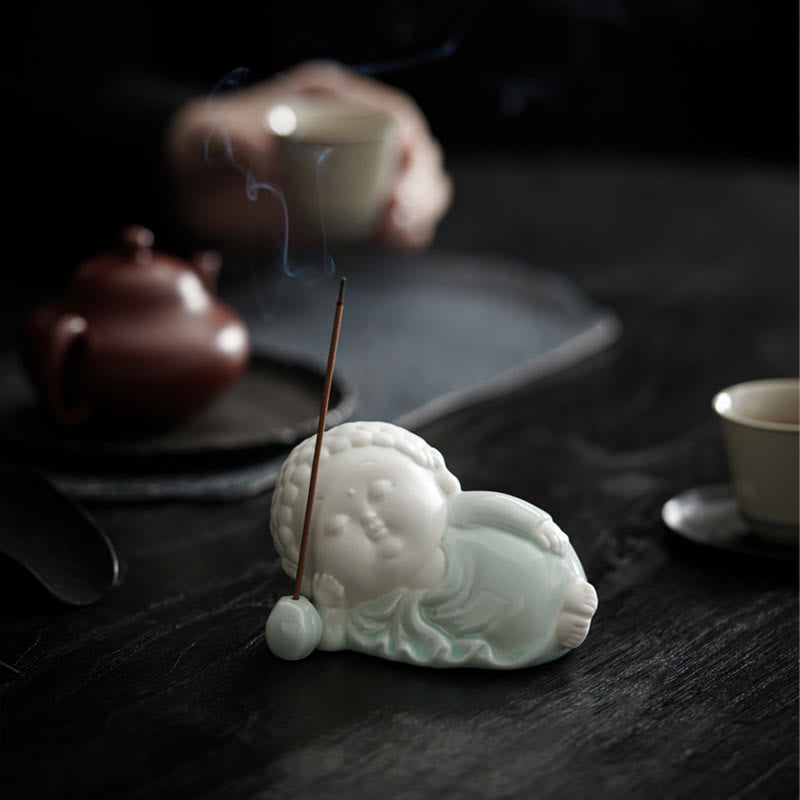 Nimara Ritual Buddha Sitting Standing Reclining Ceramic Healing Incense Burner Desk Decoration