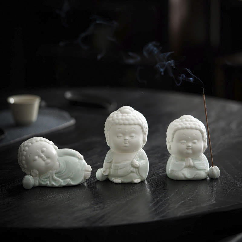 Nimara Ritual Buddha Sitting Standing Reclining Ceramic Healing Incense Burner Desk Decoration