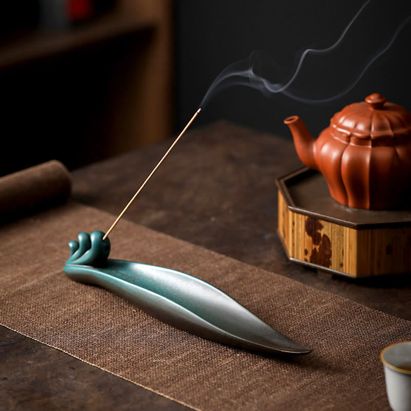 Nimara Ritual Three Stones Waves Butterfly Bamboo Healing Ceramic Stick Incense Burner Decoration