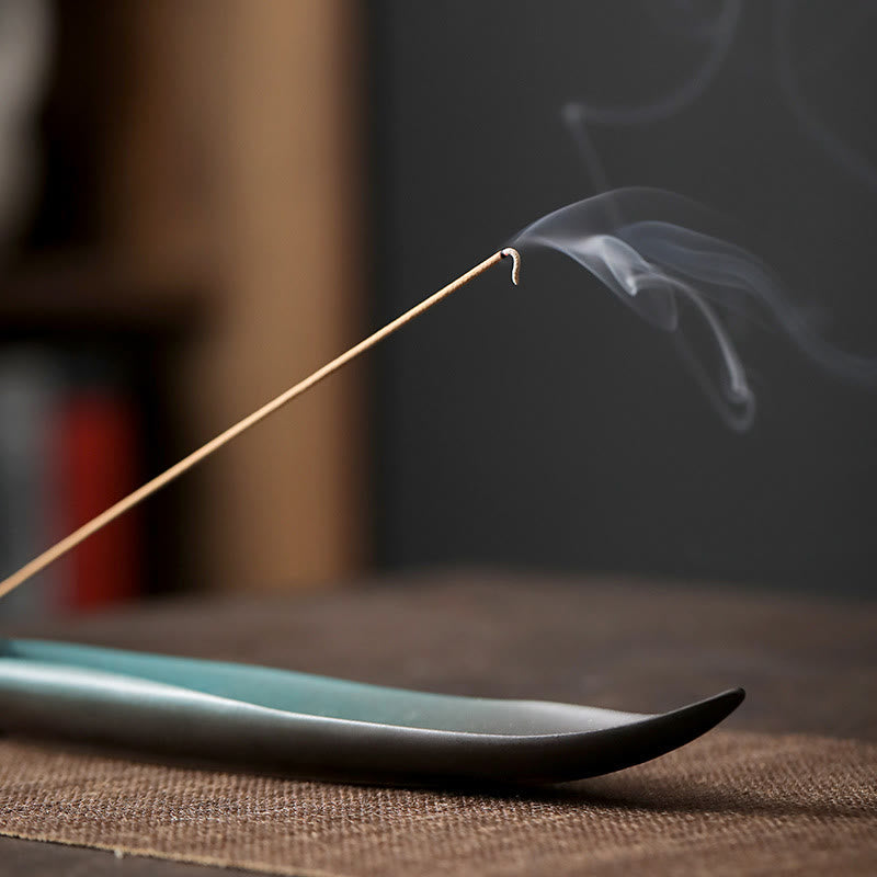 Nimara Ritual Three Stones Waves Butterfly Bamboo Healing Ceramic Stick Incense Burner Decoration