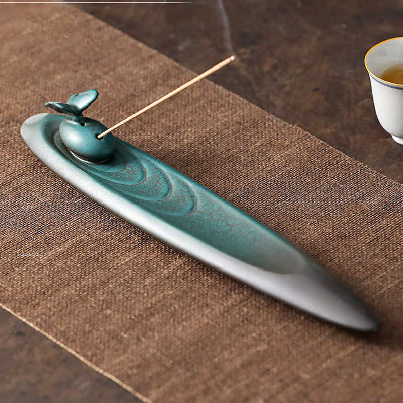 Nimara Ritual Three Stones Waves Butterfly Bamboo Healing Ceramic Stick Incense Burner Decoration