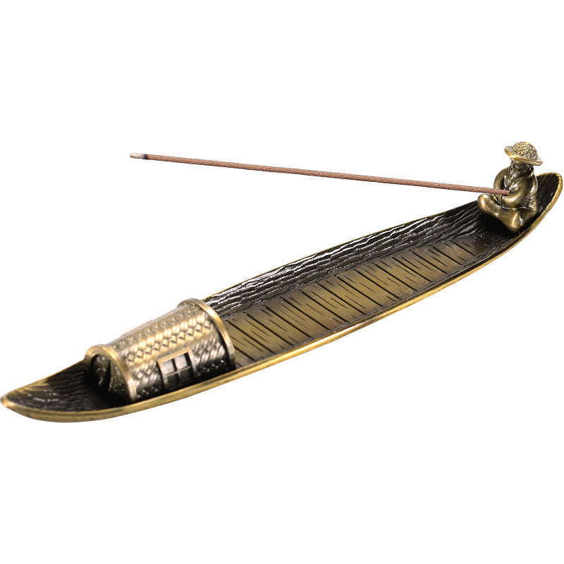 Nimara Ritual Fisherman Boat Alloy Incense Stick Holder Healing Incense Burner Decoration
