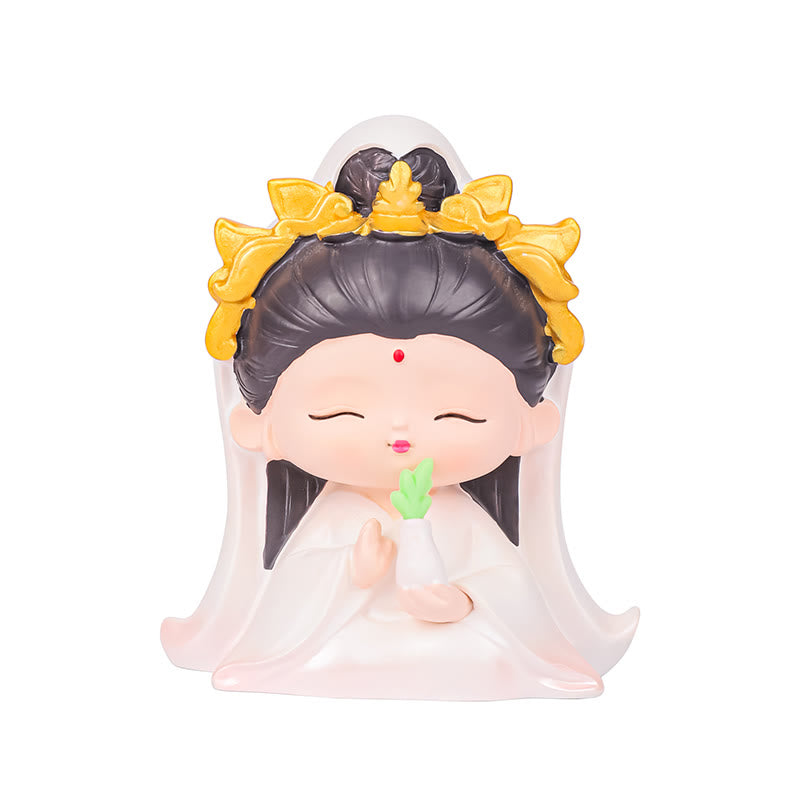 Nimara Ritual Meditation Avalokitesvara Lotus Boy Girl Resin Statue Harmony Home Decoration