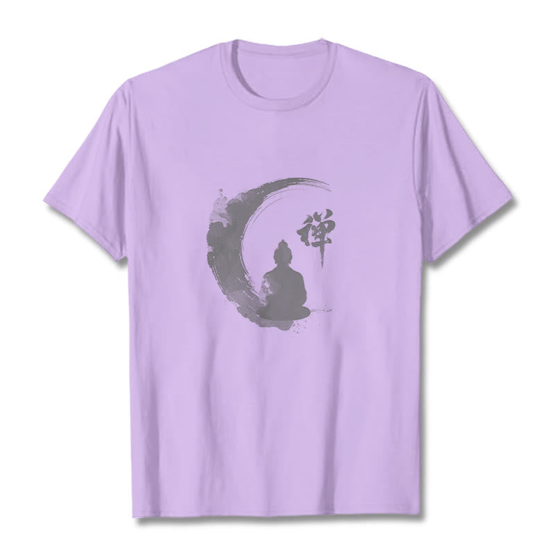 Nimara Ritual Meditating Buddha Pattern Cotton Tee T-shirt