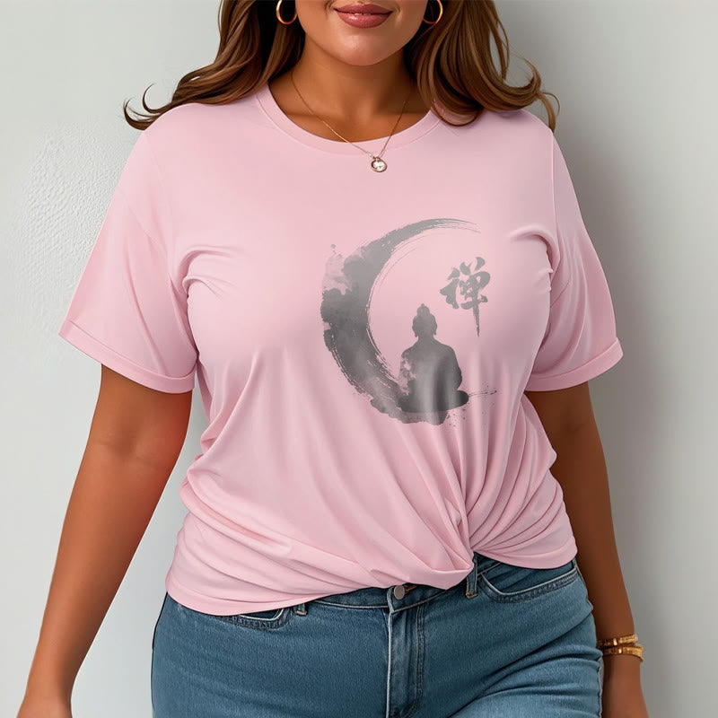 Nimara Ritual Meditating Buddha Pattern Cotton Tee T-shirt